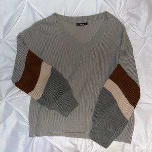 Shein Sweater, with Color-Block Style, V-Neck, Size M
